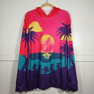 Grateful Dead Section 119 Mens Sun Hoodie Steal Your Face Dancing Bears Large